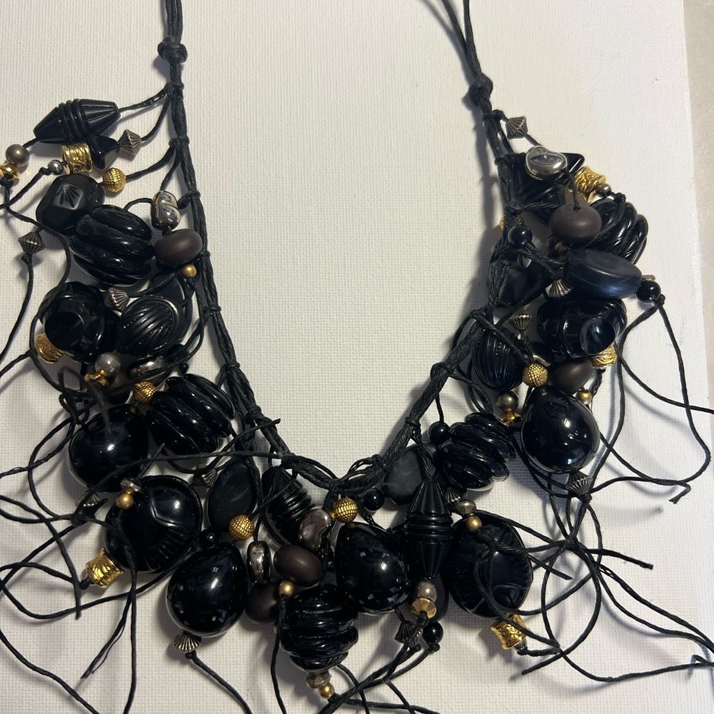Teresa Goodall Black Beaded Statement Necklace